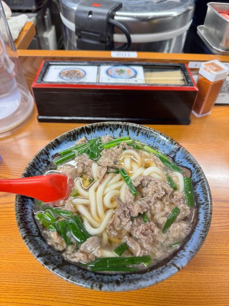 오사카 니쿠우동 흑모와규 우동 클로즈업